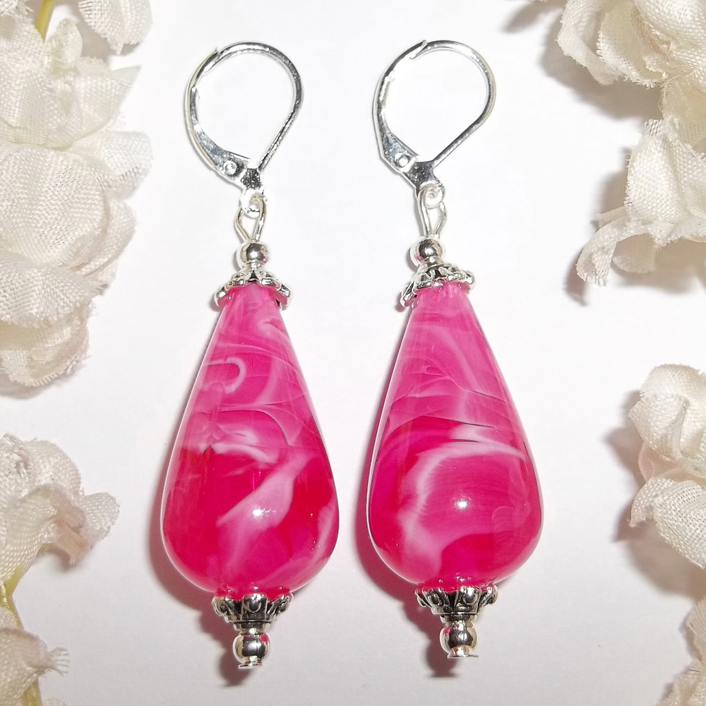 Pink Statement Earring Set Dangle & Drop Jewelry Gift Feminine Pair NWT D9119